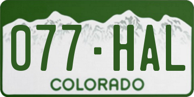 CO license plate 077HAL