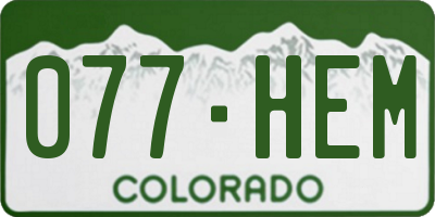 CO license plate 077HEM