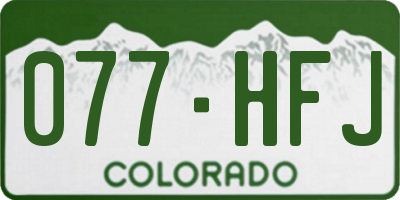 CO license plate 077HFJ