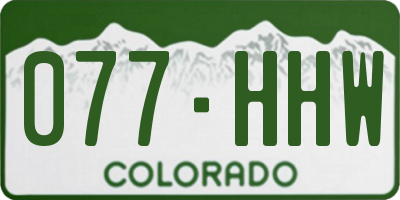 CO license plate 077HHW