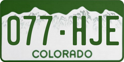 CO license plate 077HJE