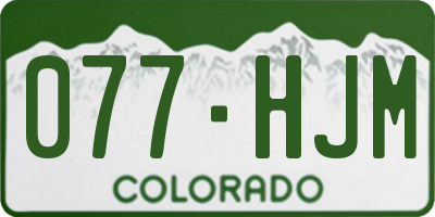 CO license plate 077HJM