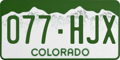 CO license plate 077HJX