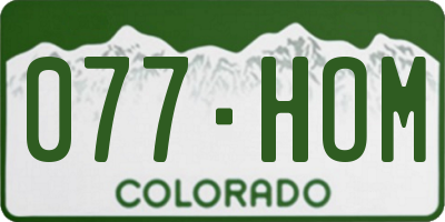 CO license plate 077HOM