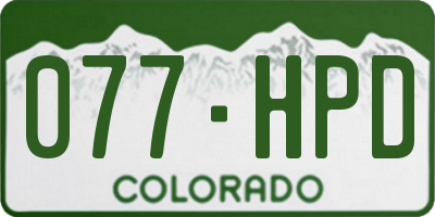 CO license plate 077HPD
