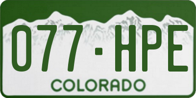 CO license plate 077HPE