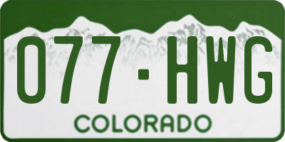 CO license plate 077HWG