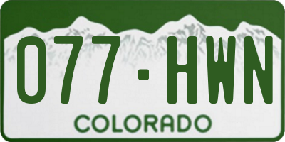 CO license plate 077HWN