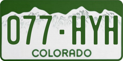CO license plate 077HYH