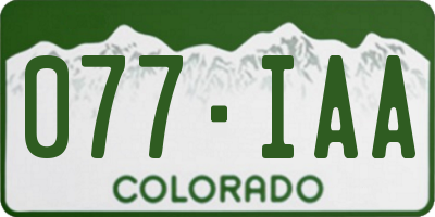 CO license plate 077IAA