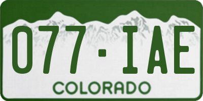 CO license plate 077IAE