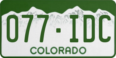 CO license plate 077IDC