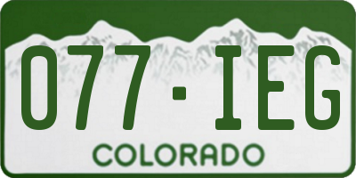 CO license plate 077IEG
