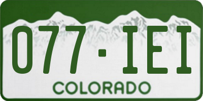 CO license plate 077IEI