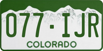 CO license plate 077IJR