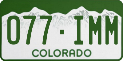 CO license plate 077IMM