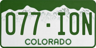 CO license plate 077ION
