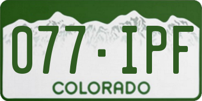 CO license plate 077IPF