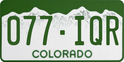 CO license plate 077IQR