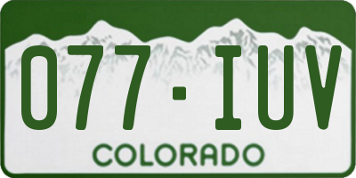 CO license plate 077IUV