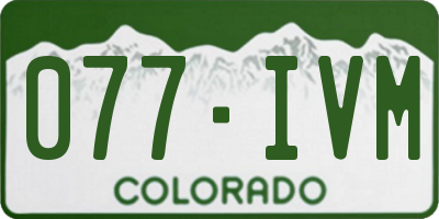 CO license plate 077IVM