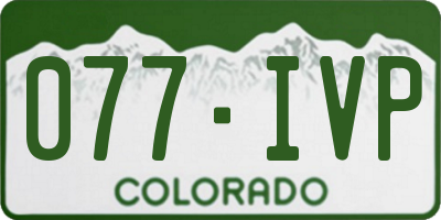 CO license plate 077IVP