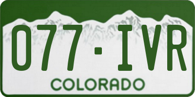 CO license plate 077IVR