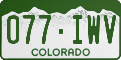 CO license plate 077IWV