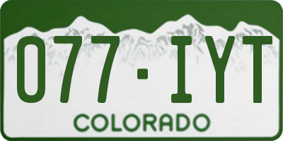 CO license plate 077IYT