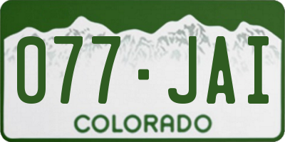 CO license plate 077JAI