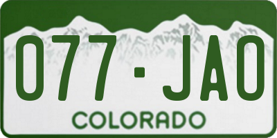 CO license plate 077JAO