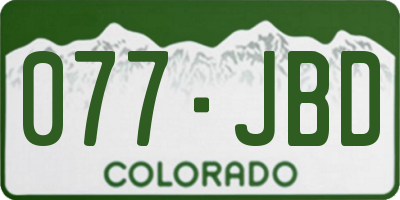 CO license plate 077JBD