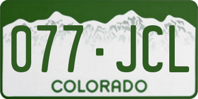 CO license plate 077JCL