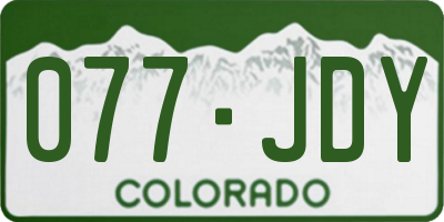 CO license plate 077JDY