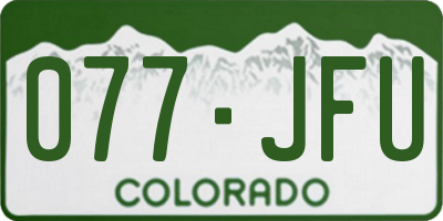 CO license plate 077JFU