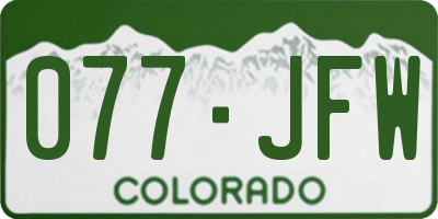 CO license plate 077JFW