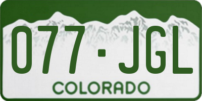 CO license plate 077JGL
