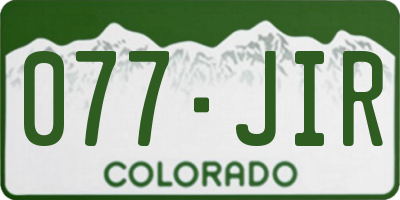 CO license plate 077JIR