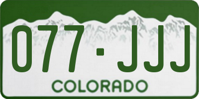 CO license plate 077JJJ
