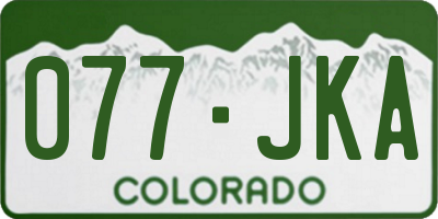 CO license plate 077JKA