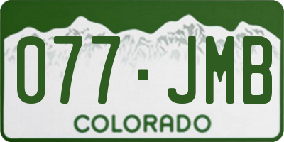 CO license plate 077JMB