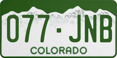 CO license plate 077JNB
