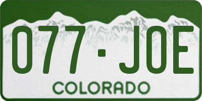 CO license plate 077JOE