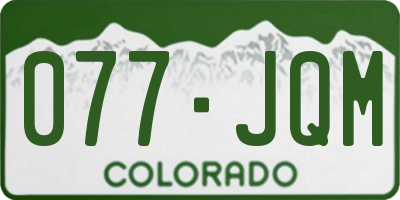 CO license plate 077JQM