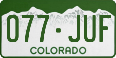 CO license plate 077JUF