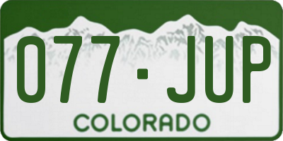CO license plate 077JUP