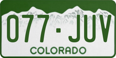 CO license plate 077JUV