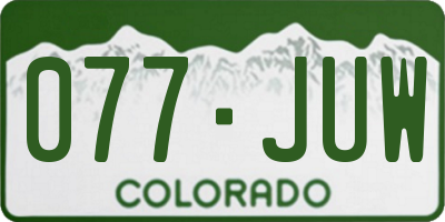 CO license plate 077JUW