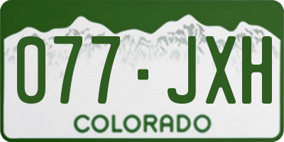 CO license plate 077JXH