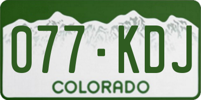 CO license plate 077KDJ